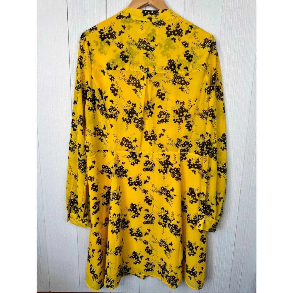 MICHAEL Michael Kors Yellow Floral Button-Front Dress Size XL